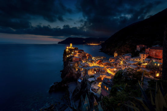 Night Vernazza Cinque Terre Italy cityscape