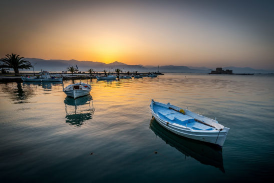 Boats in Nafplio Greece landscape